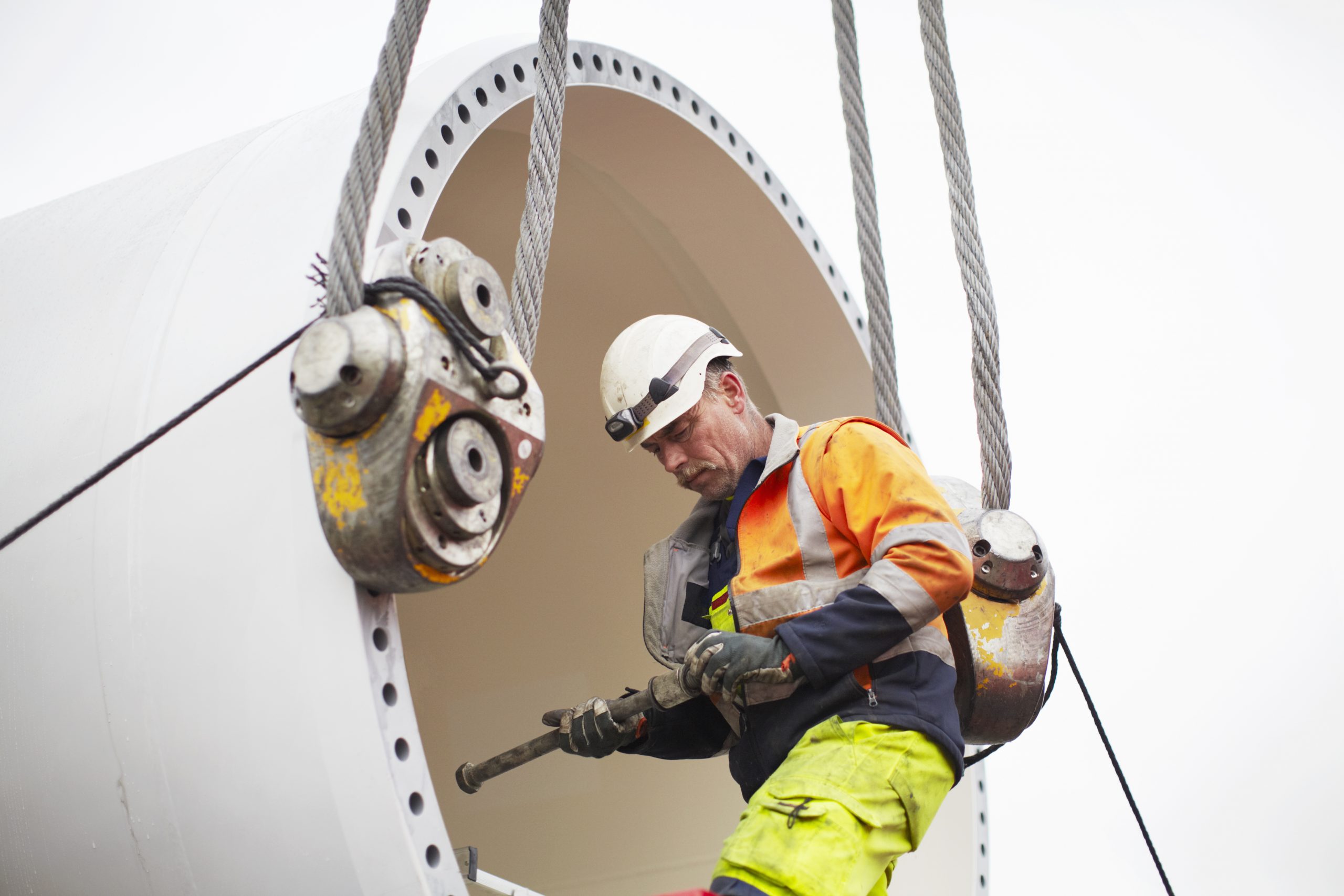 Engineer working on wind turbine